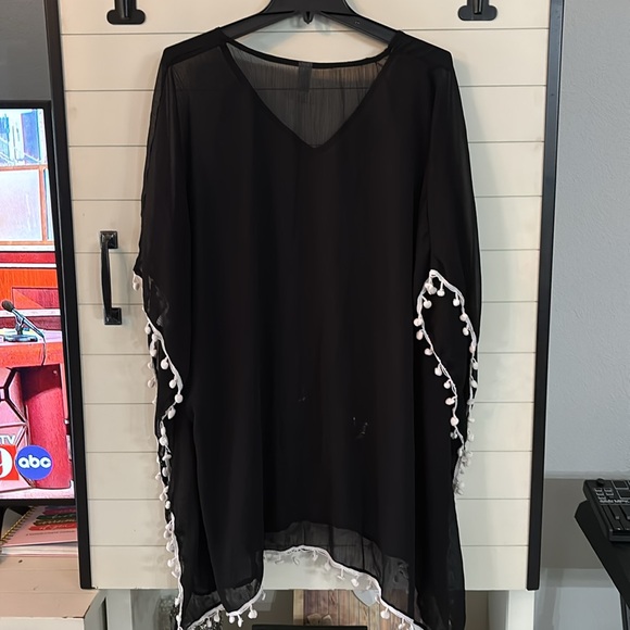 Pom Pom Trim Chiffon Cover Up - Picture 3 of 5
